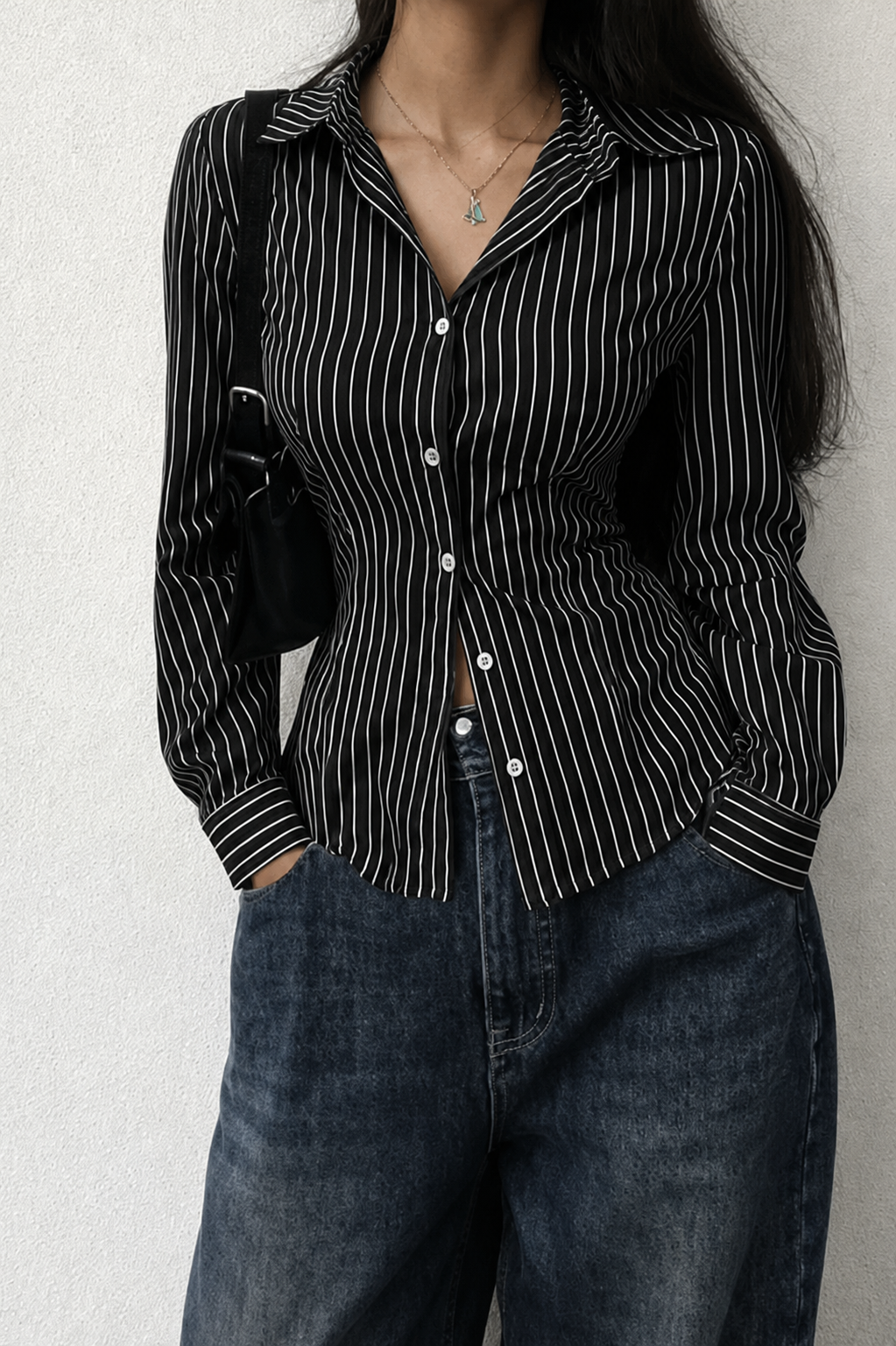 Camisa social listrada femenina - Imagem 3