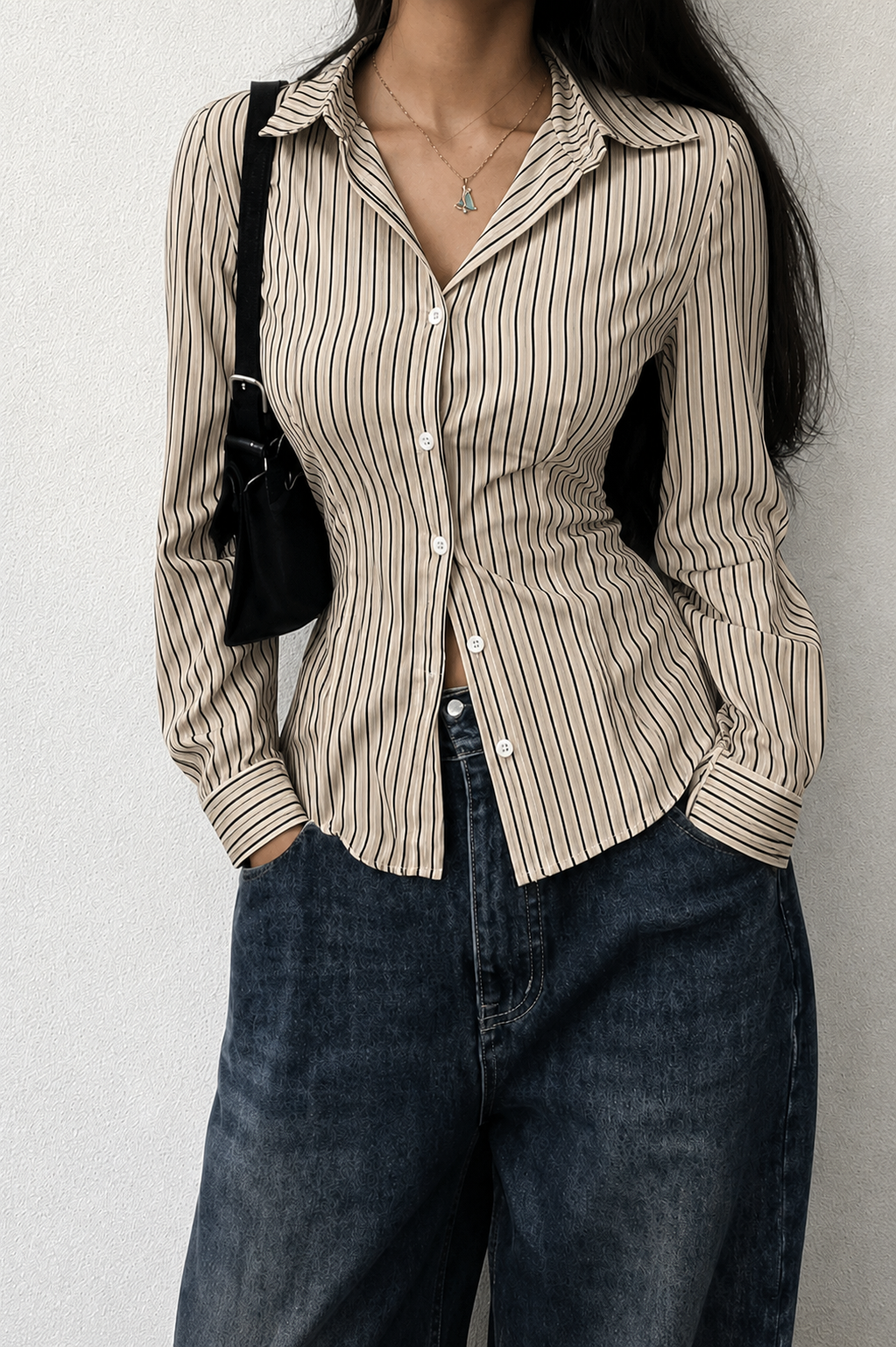 Camisa social listrada femenina - Imagem 4